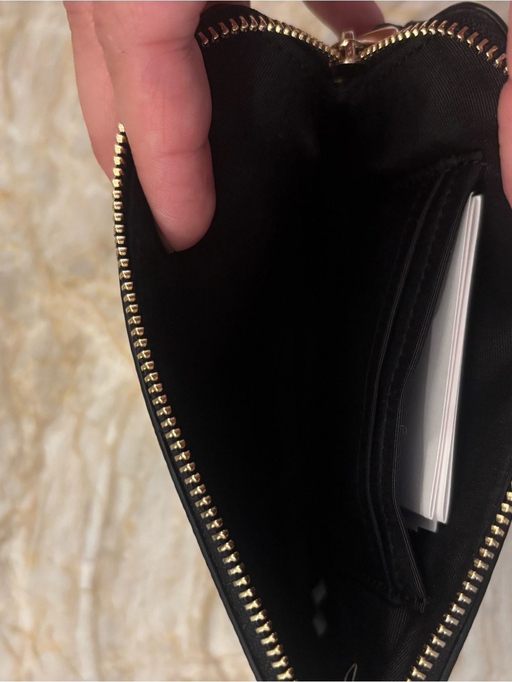 Coach Black Leather Wristlet with Gold Logo Accent - Picture 2 of 3